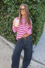 Maureen Striped Polo Sweatshirt