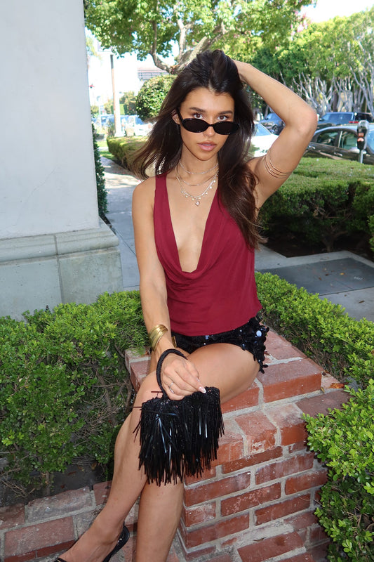 Denise Asymmetric Chiffon Cowl Neck Top