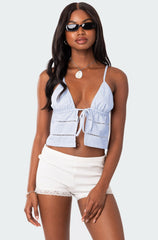 Candy Cotton Tie Front Tank Top