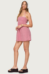 Rina Gingham Halter Mini Dress
