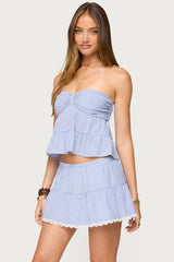 Dora Striped Linen Look Babydoll Top