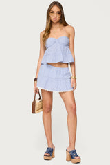 Dora Striped Linen Look Babydoll Top