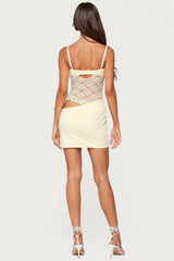 Sheer Lacey Asymmetric Mini Dress