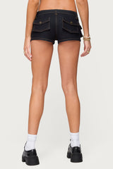 Cavella Stretchy Denim Micro Shorts