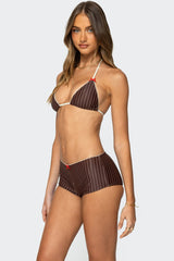 Pinstripe Triangle Bikini Top