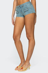 Cargo Pockets Denim Micro Shorts