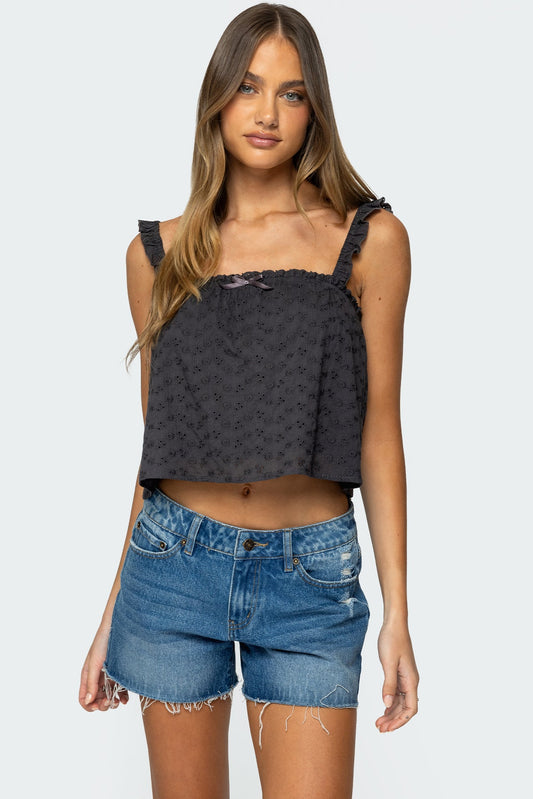 Tami Eyelet Ruffle Tank Top