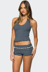 Reagan Striped Ribbed Halter Top