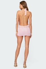 Cowl Neck Backless Knit Mini Dress