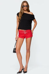 Studded Belt Denim Micro Shorts