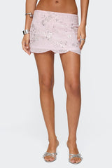 Nelley Beaded Sequin Chiffon Mini Skirt