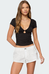 Burkley Keyhole Gathered Top