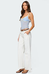 Contrast Lacey Mesh Tank Top