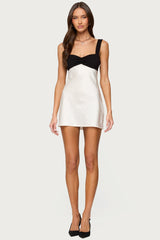 Contrast Satin Effect Mini Dress