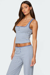 Monti Striped Henley Tank Top