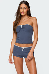 Isela Contrast Pointelle Tube Top