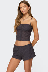 Shaya Button Up Eyelet Tank Top