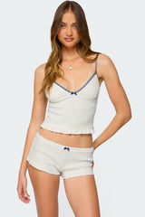 Avalon Dotted Pointelle Ruffle Tank Top