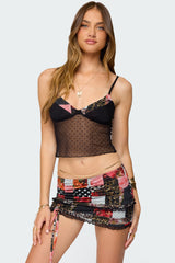Kylo Mixed Print Sheer Mesh Top