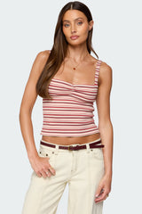 Adelia Striped Ruched Tank Top