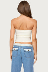Textured Knit Strapless Cutout Top