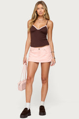 Ruelle Contrast Frill Tank Top