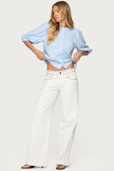 Pinstripe Linen Look Button Up Shirt