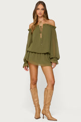 Delphine Off Shoulder Chiffon Romper