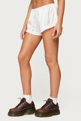 Olesia Ruffle Satin Effect Shorts