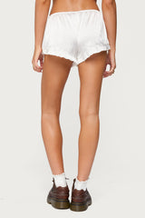 Olesia Ruffle Satin Effect Shorts