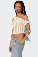 Tamra Sheer Knit Asymmetric Top