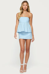 Avalai Linen Look Strapless Babydoll Top