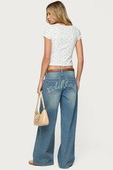 Graphic Vintage Washed Low Rise Jeans