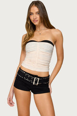 Contrast Bra Ruched Mesh Corset