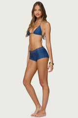 Agnes Denim Printed Boyshort Bikini Bottom