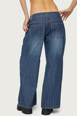 Petite Cory Striped Low Rise Jeans