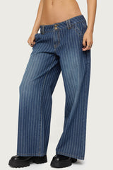 Petite Cory Striped Low Rise Jeans