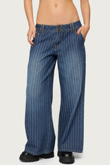 Petite Cory Striped Low Rise Jeans