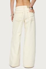 Contrast Stitch Low Rise Wide Leg Jeans