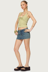 Yarah Keyhole Textured Ribbed Tank Top