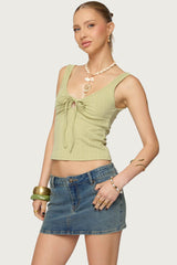 Yarah Keyhole Textured Ribbed Tank Top