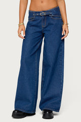 Edie Belt Detail Low Rise Jeans