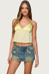 Krisa Sheer Chiffon Babydoll Top