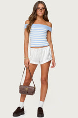 Deni Off Shoulder Striped Knit Top