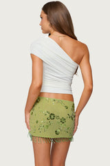 Fold Over Ruched One Shoulder Top