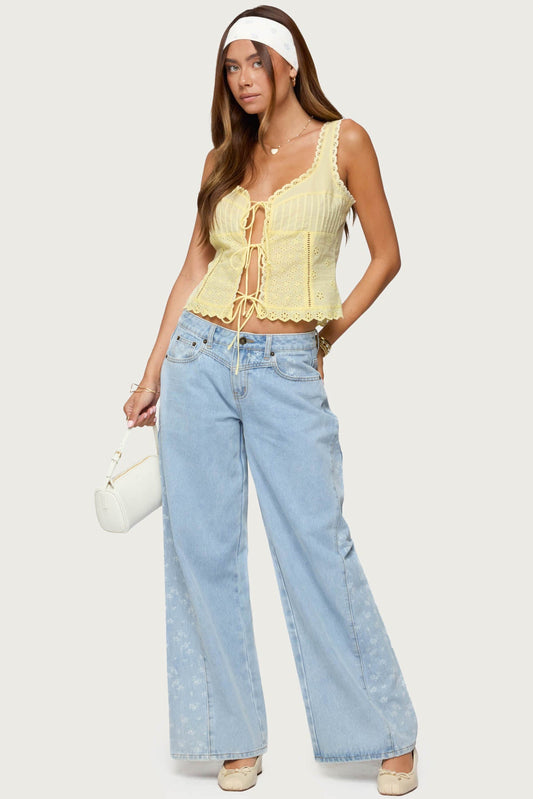 Fiore Eyelet Tie Front Top