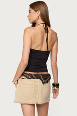 Carmel Bead Ruched Halter Top