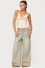 Reid Backless Sequin Cowl Neck Top