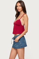 Kellyn Button Contrast Babydoll Top