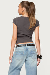 Oliana Ribbed Boat Neck T Shirt